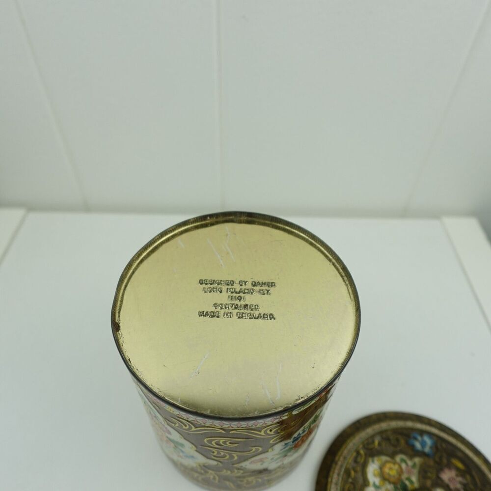 Daher English Vintage Lidded Tin Container Embossed Floral Decor - Picture 11 of 11